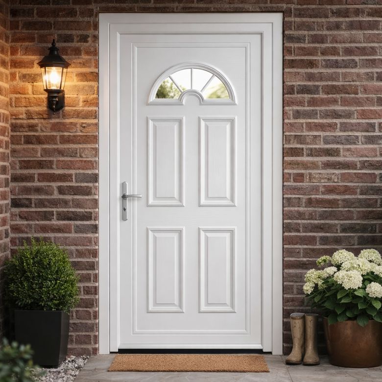 Porte d'entrée ODET 2 PVC à barillet 215 x 90 cm-Lapeyre