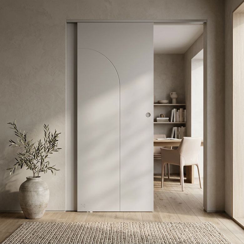 Porte coulissante blanc laqué ARCHE***|Lapeyre