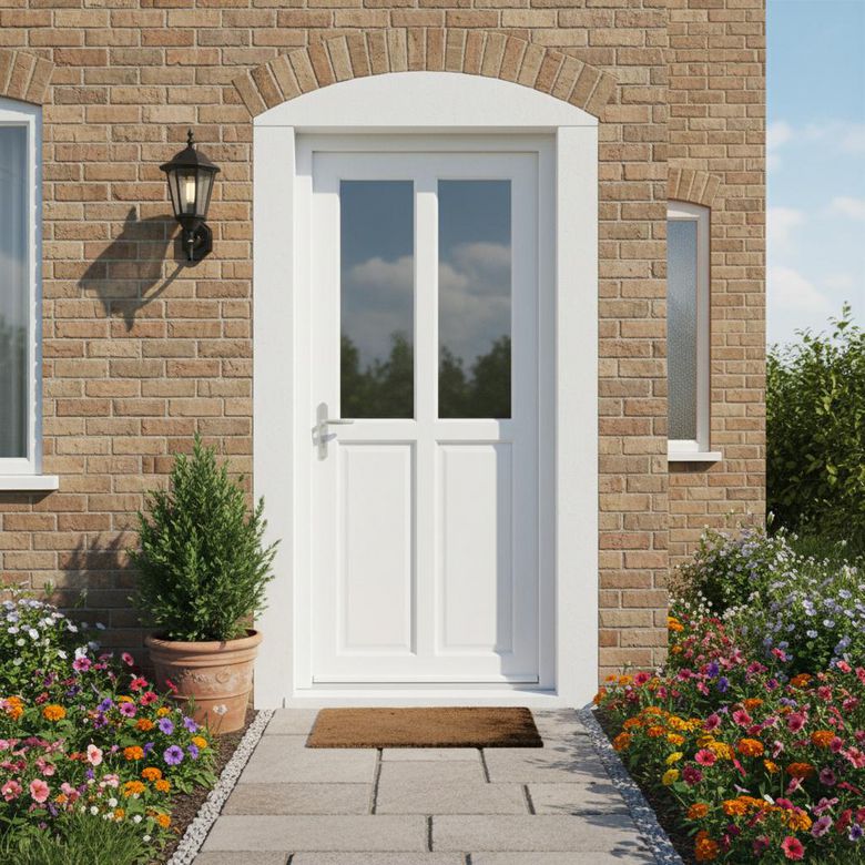 Porte d'entrée AMELIE 2 PVC Blanc 215 x 90 cm-Lapeyre