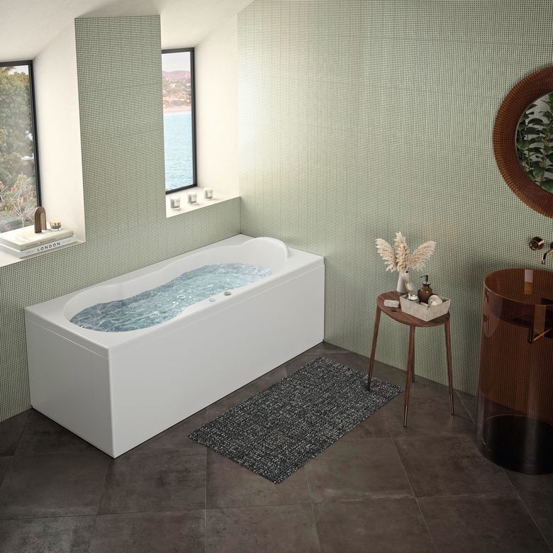 Baignoire droite balnéo acrylique BERTILLE MIXTE|Lapeyre