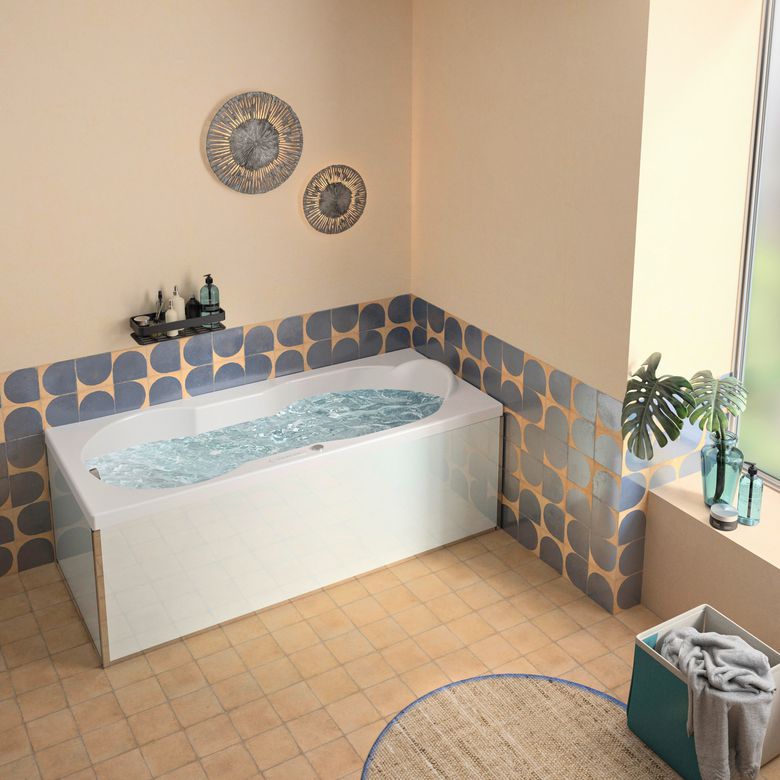Baignoire droite balnéo acrylique BERTILLE MIXTE PREMIUM|Lapeyre