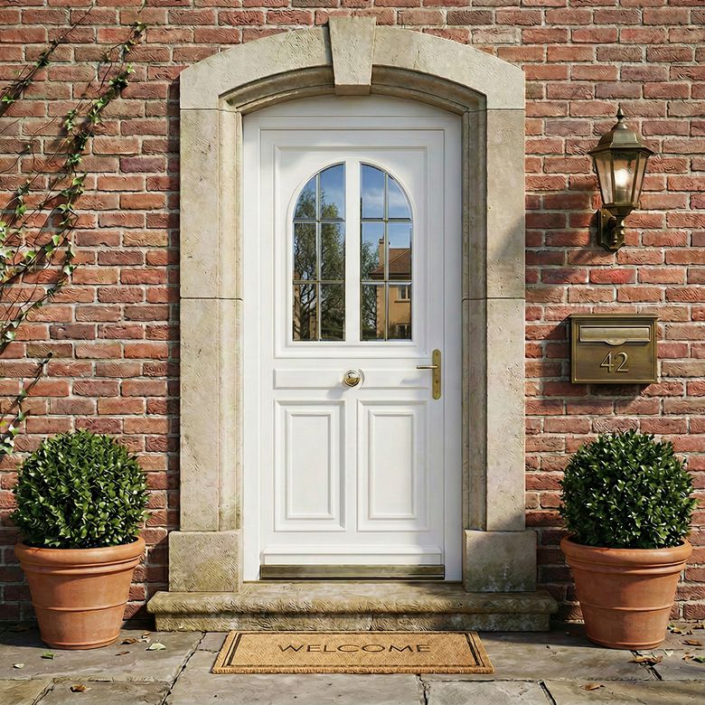 Porte d'entrée BEAUHARNAIS PVC à barillet 215 x 90 cm