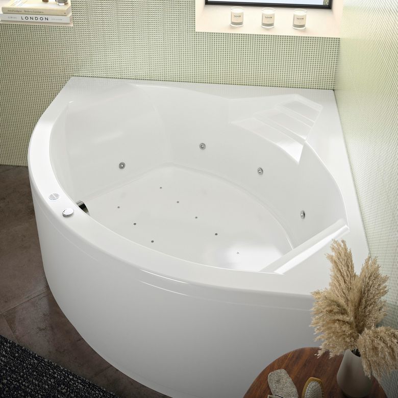 Baignoire d'angle balnéo acrylique BERTILLE MIXTE|Lapeyre