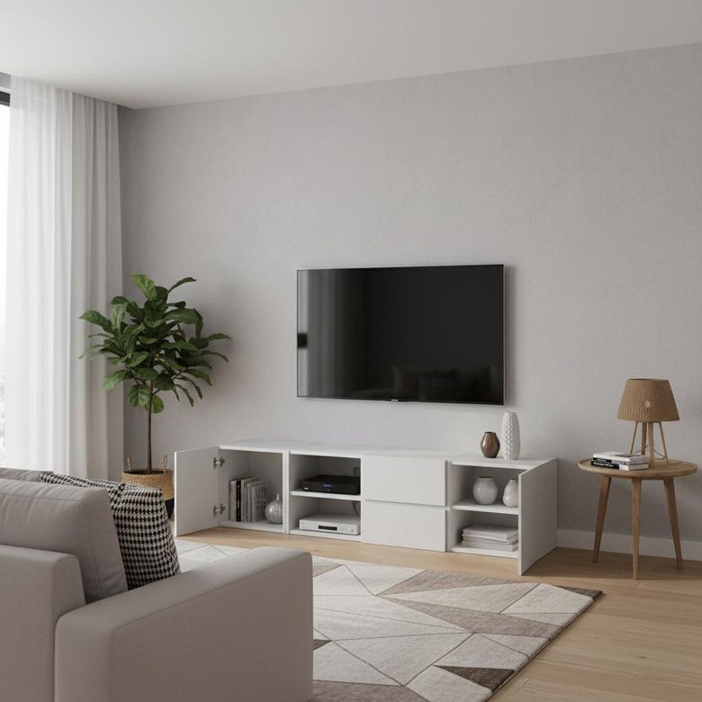 Meuble TV blanc L.160 cm Pléiade | Lapeyre