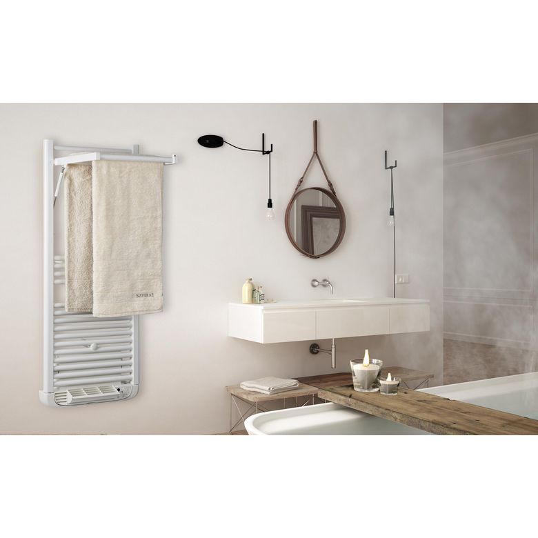 Sèche-serviettes électrique soufflant STENDINO 500+1000W blanc H.118.4 x l.50 Main Image