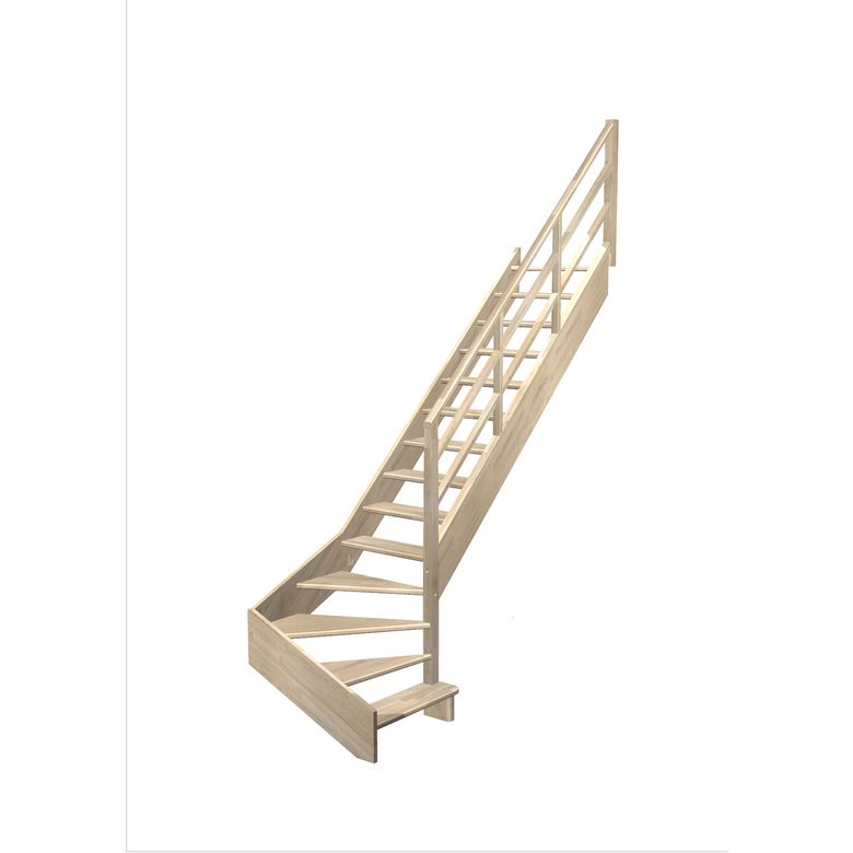 Escalier Aria quart tournant bas marche débordante rampe Eden