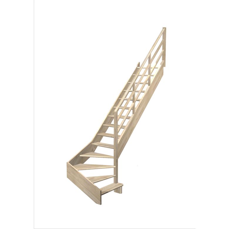 Escalier Aria quart tournant bas marche débordante rampe Eden