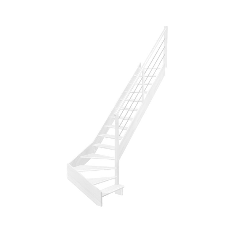 Escalier Aria quart tournant bas marche débordante rampe Régate tubes inox
