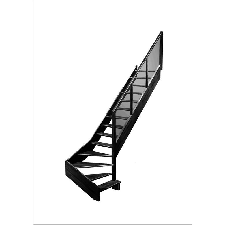 Escalier Aria quart tournant bas marche débordante rampe Emerence