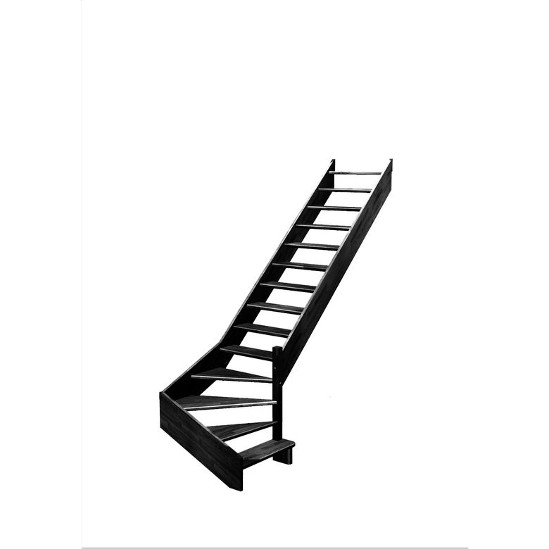 Escalier Aria quart tournant bas marche débordante sans rampe
