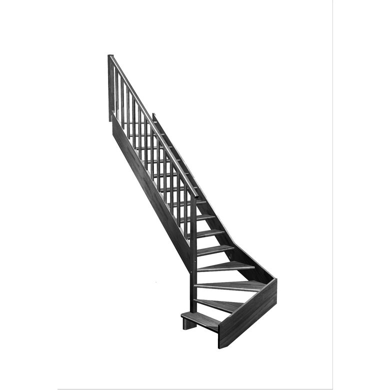 Escalier Aria quart tournant bas marche débordante rampe Idéal