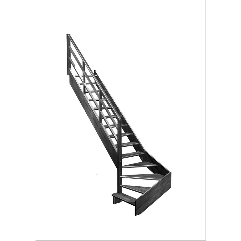 Escalier Aria quart tournant bas marche débordante rampe Eden