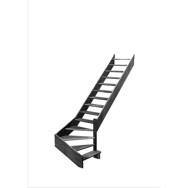 Escalier Aria quart tournant bas marche débordante sans rampe