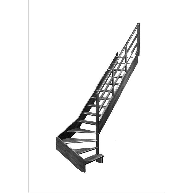 Escalier Aria quart tournant bas marche débordante rampe Eden
