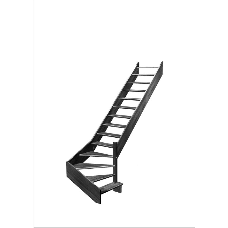 Escalier Aria quart tournant bas marche débordante sans rampe