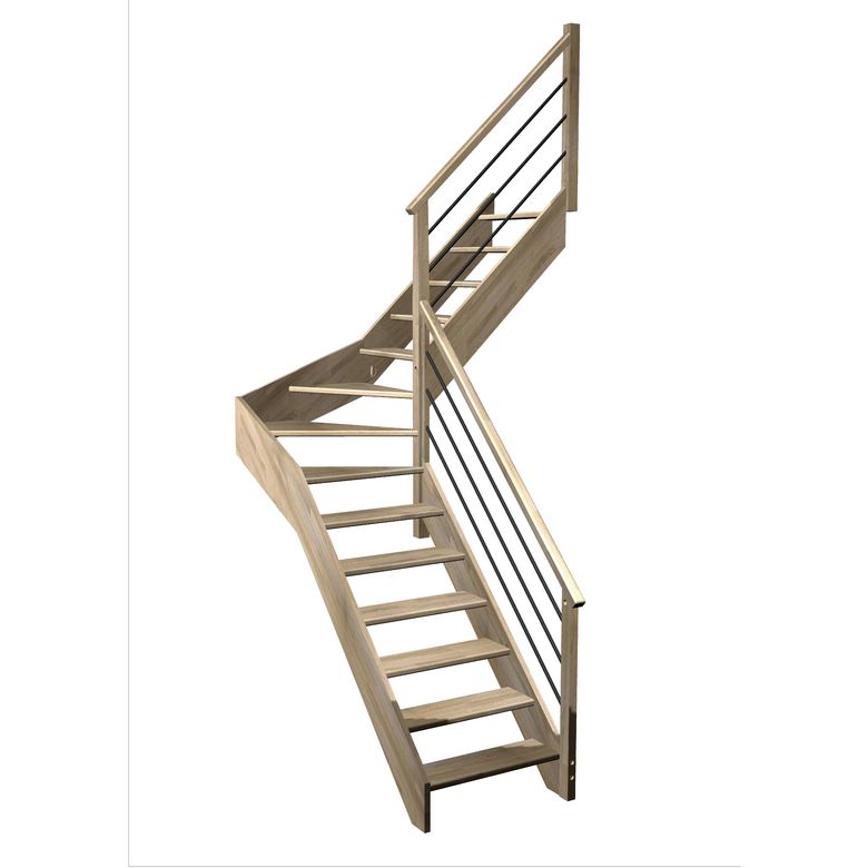 Escalier Aria quart tournant intermédiaire rampe Régate tubes inox