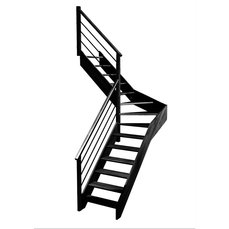 Escalier Aria quart tournant intermédiaire rampe Régate tubes inox