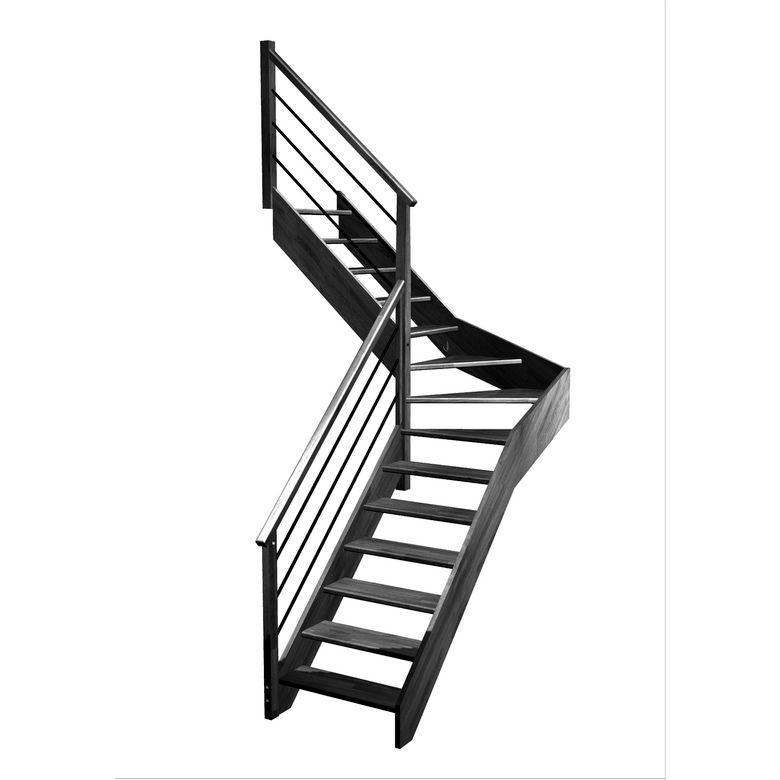 Escalier Aria quart tournant intermédiaire rampe Régate tubes acier