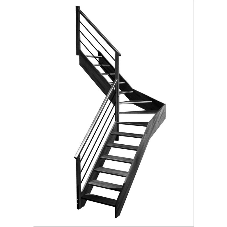 Escalier Aria quart tournant intermédiaire rampe Régate tubes inox