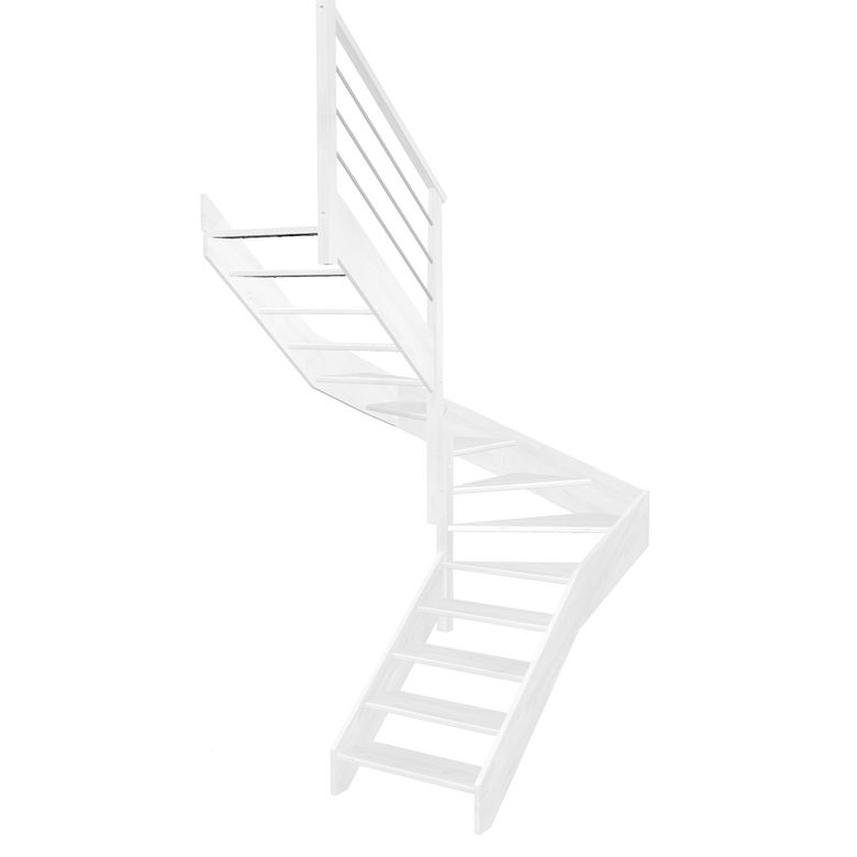 Escalier Aria double quart tournant intermédiaire rampe Régate tubes acier