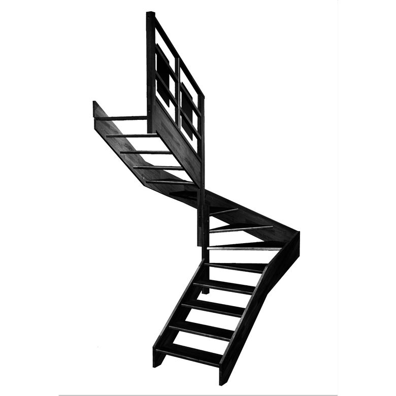 Escalier Aria double quart tournant intermédiaire rampe Eden