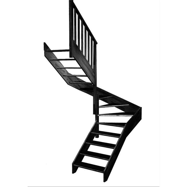 Escalier Aria double quart tournant intermédiaire rampe Idéal