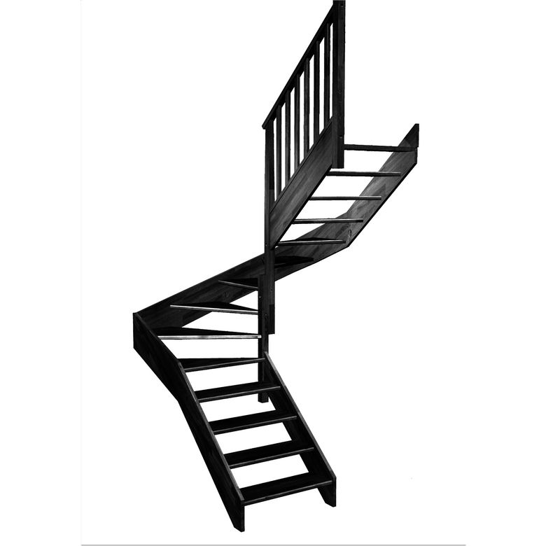 Escalier Aria double quart tournant intermédiaire rampe Idéal