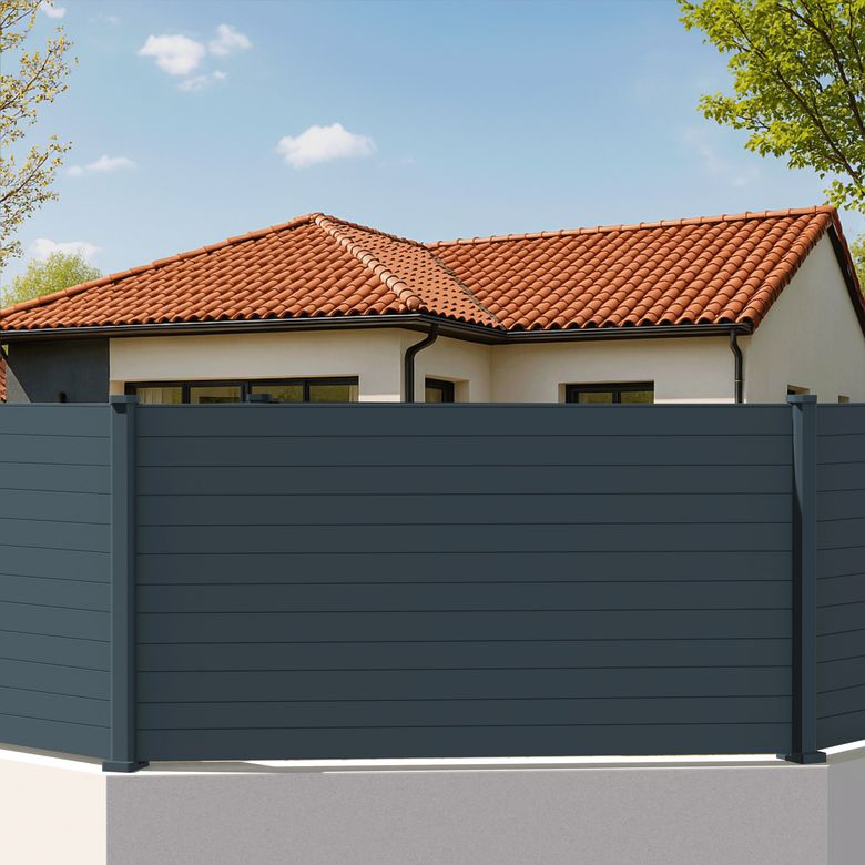 Pack 3 lames pleines 83mm aluminium pour clôture VIANA gris anthracite RAL 7016 Main Image