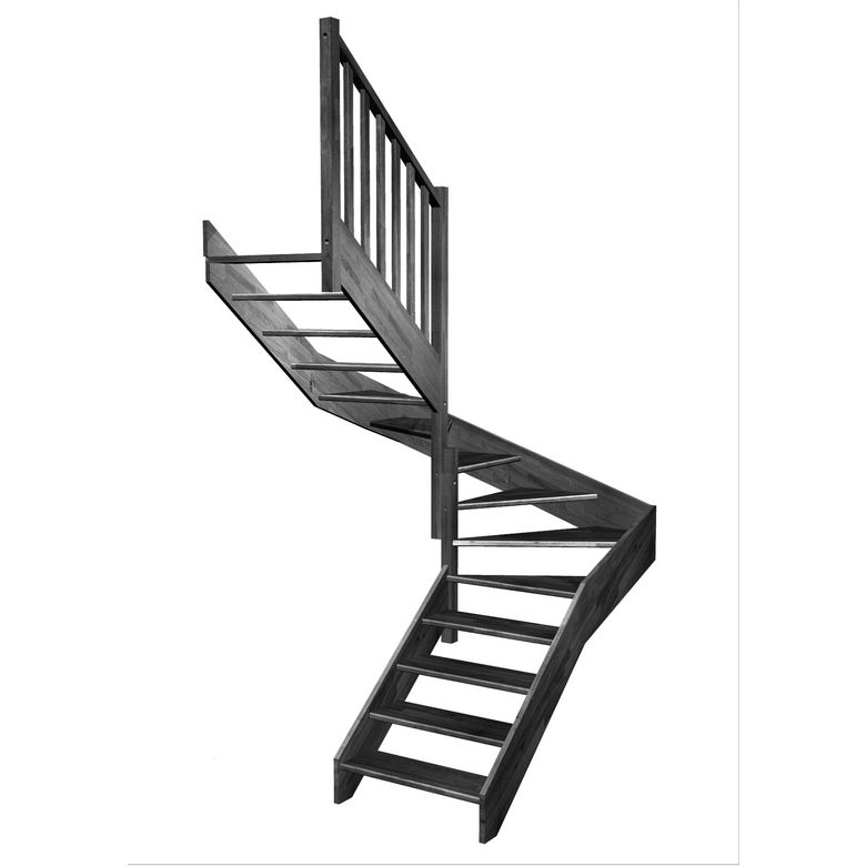 Escalier Aria double quart tournant intermédiaire sans rampe