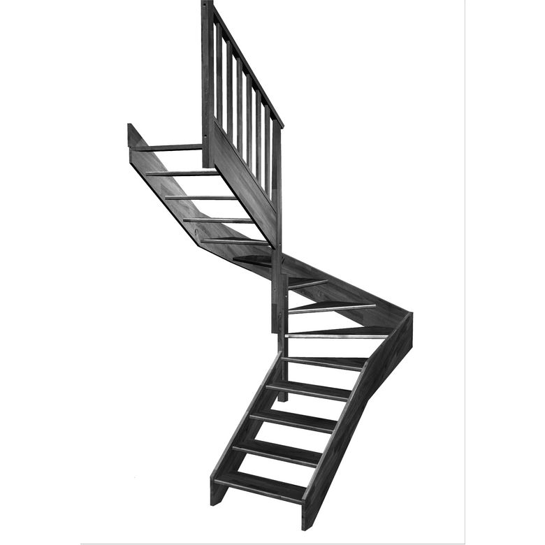 Escalier Aria double quart tournant intermédiaire rampe Idéal