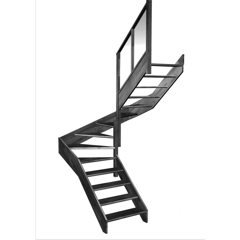 Escalier Aria double quart tournant intermédiaire rampe Emerence