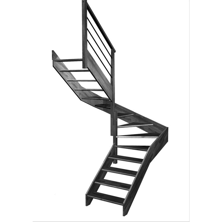 Escalier Aria double quart tournant intermédiaire rampe Régate tubes inox