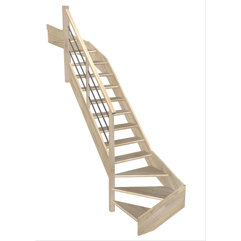 Escalier Aria double quart tournant haut & bas rampe Régate tubes acier