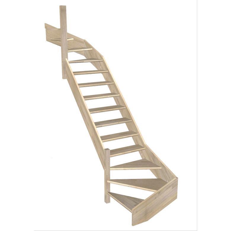 Escalier Aria double quart tournant haut & bas sans rampe