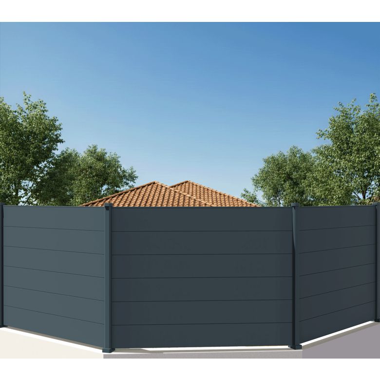 Pack 3 lames pleines 157mm aluminium pour clôture VIANA gris anthracite RAL 7016 Main Image