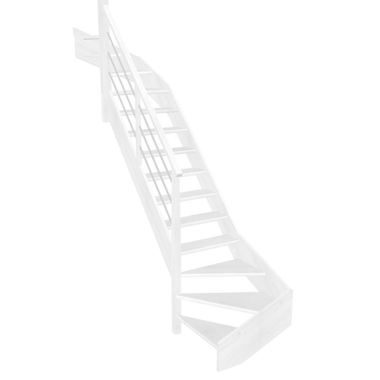 Escalier Aria double quart tournant haut & bas rampe Régate tubes acier