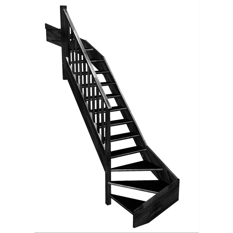 Escalier Aria double quart tournant haut & bas rampe Idéal