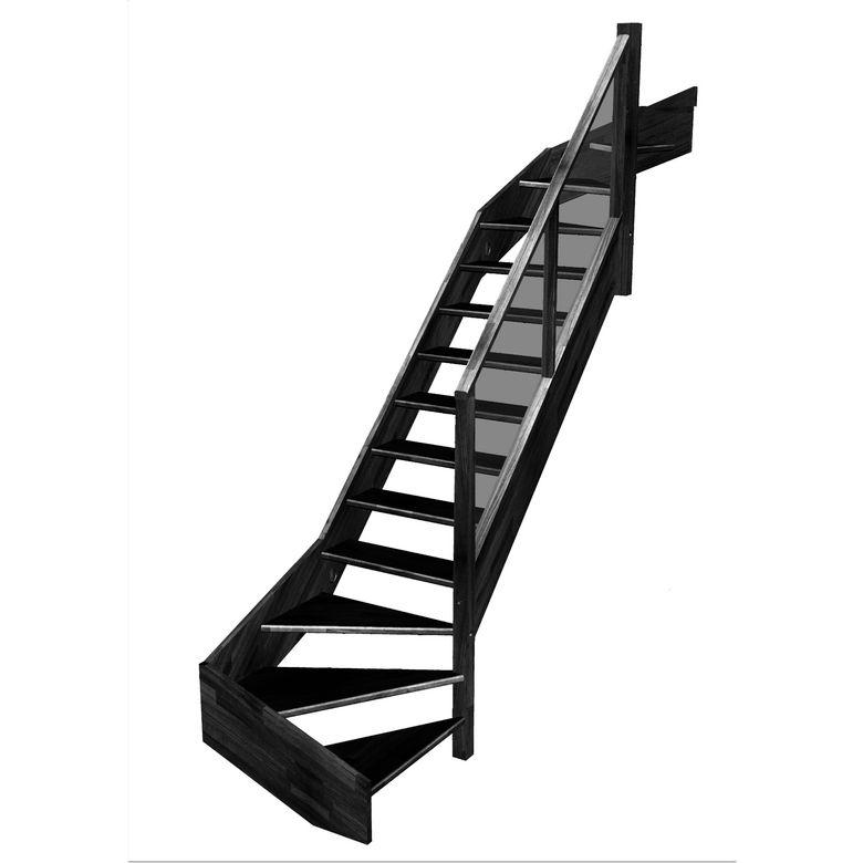 Escalier Aria double quart tournant haut & bas rampe Emerence