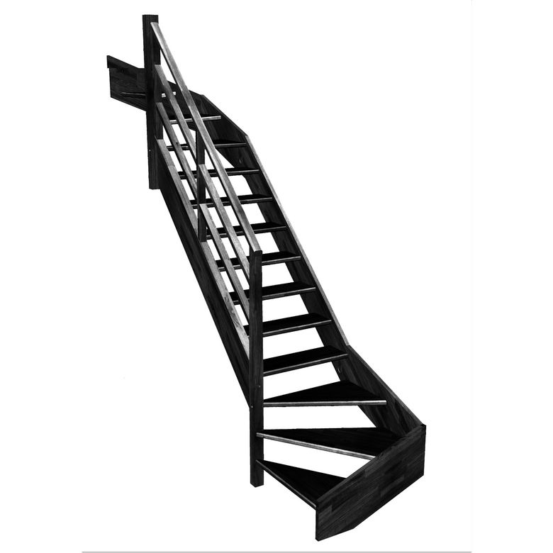 Escalier Aria double quart tournant haut & bas rampe Eden
