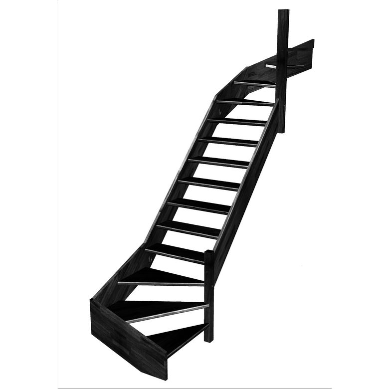 Escalier Aria double quart tournant haut & bas sans rampe