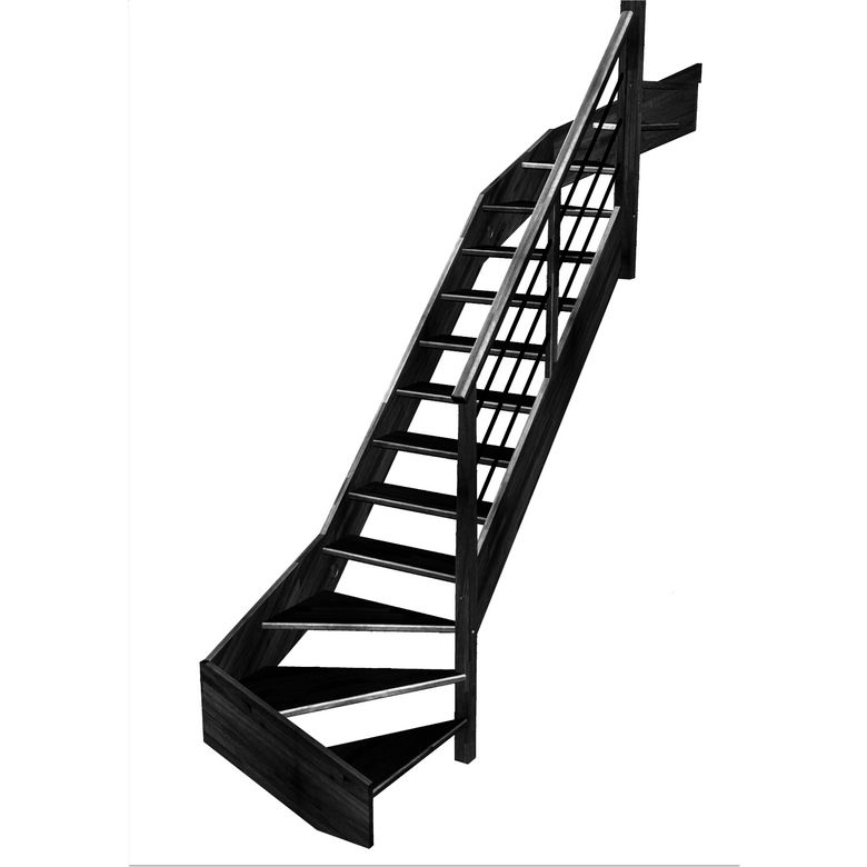 Escalier Aria double quart tournant haut & bas rampe Régate tubes inox