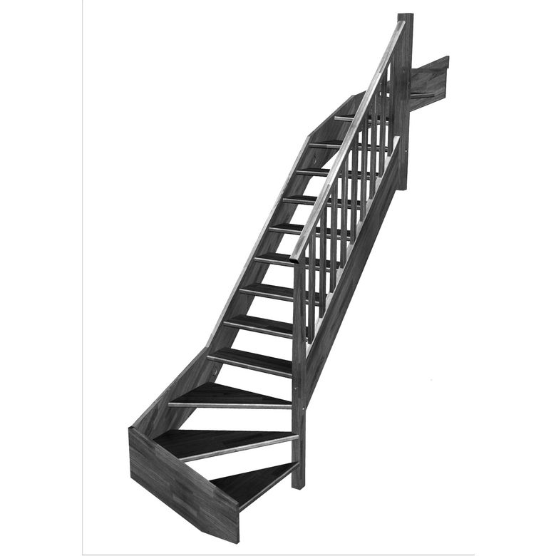 Escalier Aria double quart tournant haut & bas rampe Idéal