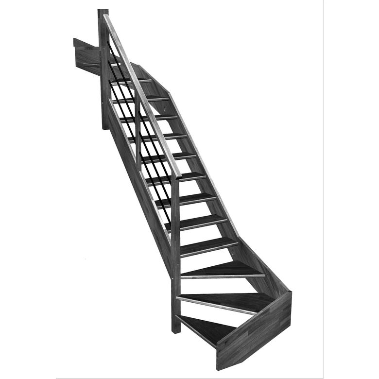 Escalier Aria double quart tournant haut & bas rampe Régate tubes acier