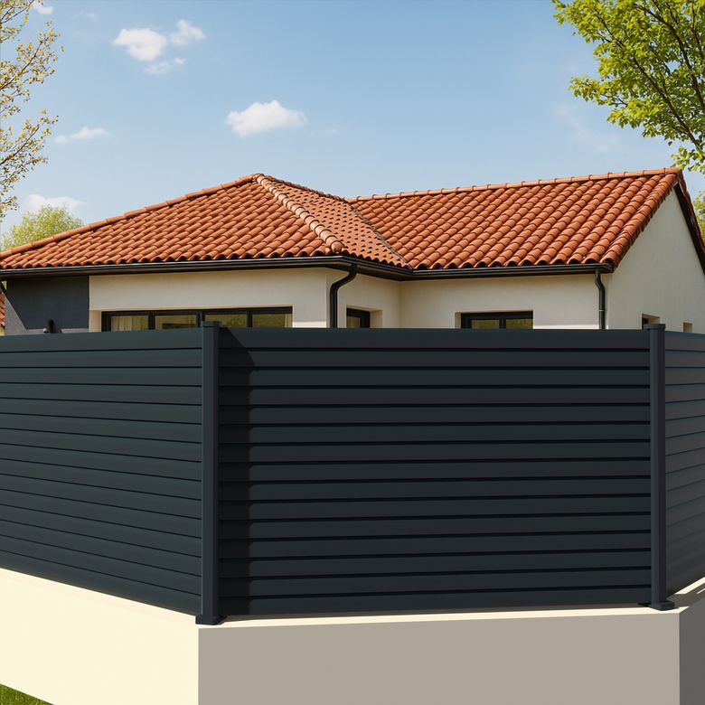 Pack 3 lames persiennes aluminium pour clôture VIANA gris anthracite RAL 7016 Main Image