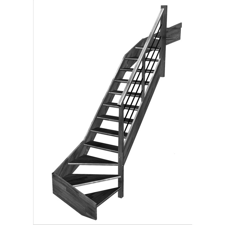 Escalier Aria double quart tournant haut & bas rampe Régate tubes inox
