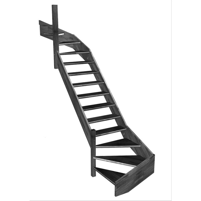 Escalier Aria double quart tournant haut & bas sans rampe