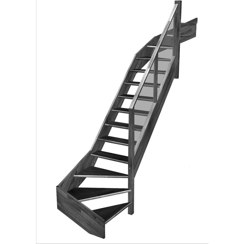 Escalier Aria double quart tournant haut & bas rampe Emerence