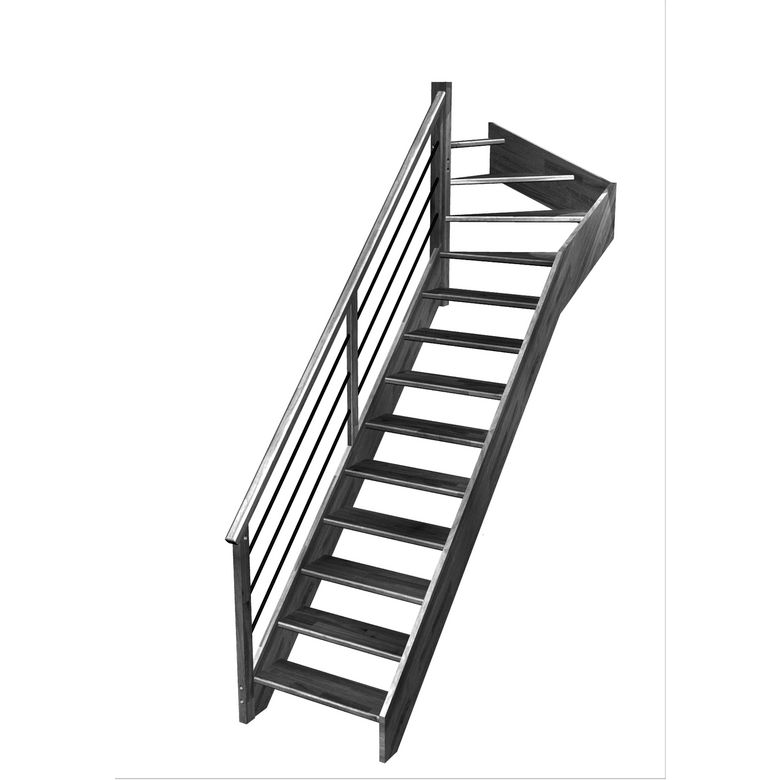 Escalier Aria quart tournant haut rampe Régate tubes acier