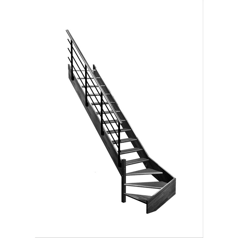Escalier Aria quart tournant bas marche débordante rampe Evan