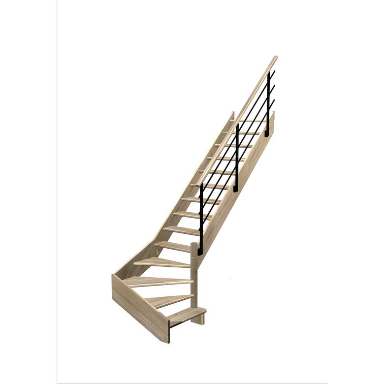 Escalier Aria quart tournant bas marche débordante rampe Evan